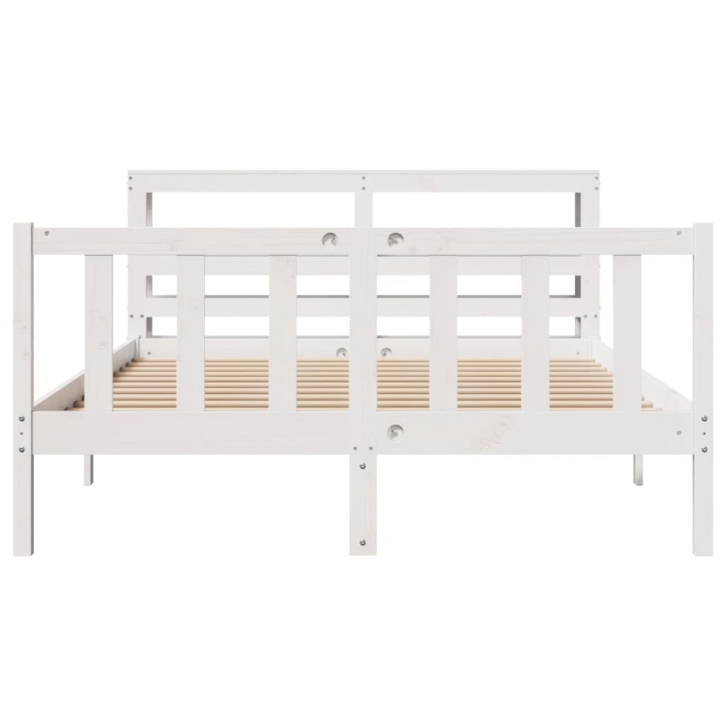 Cadre de lit sans matelas blanc 140x200 cm bois de pin massif