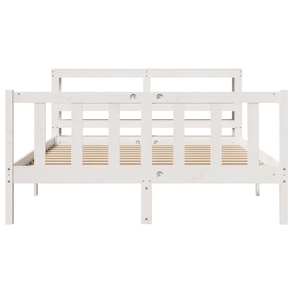 Cadre de lit sans matelas blanc 150x200 cm bois de pin massif