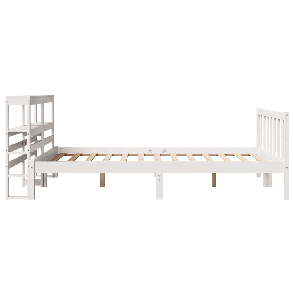 Cadre de lit sans matelas blanc 150x200 cm bois de pin massif