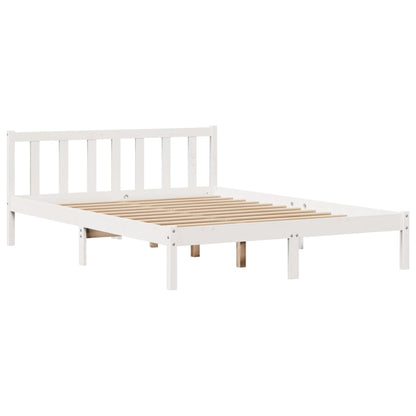 Cadre de lit sans matelas blanc 150x200 cm bois de pin massif