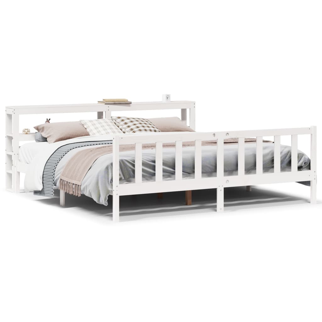 Cadre de lit sans matelas blanc 200x200 cm bois massif de pin