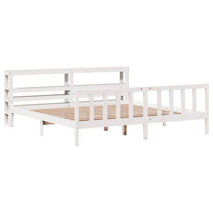 Cadre de lit sans matelas blanc 200x200 cm bois massif de pin