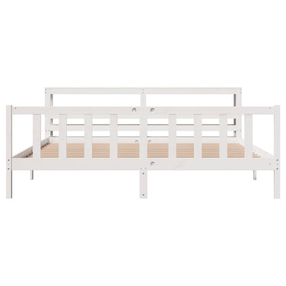 Cadre de lit sans matelas blanc 200x200 cm bois massif de pin