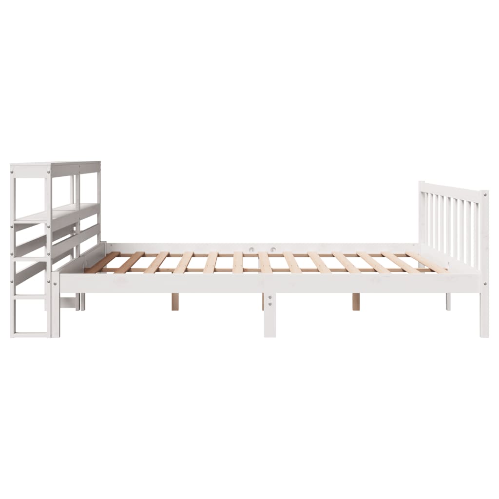 Cadre de lit sans matelas blanc 200x200 cm bois massif de pin