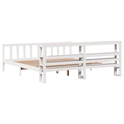 Cadre de lit sans matelas blanc 200x200 cm bois massif de pin