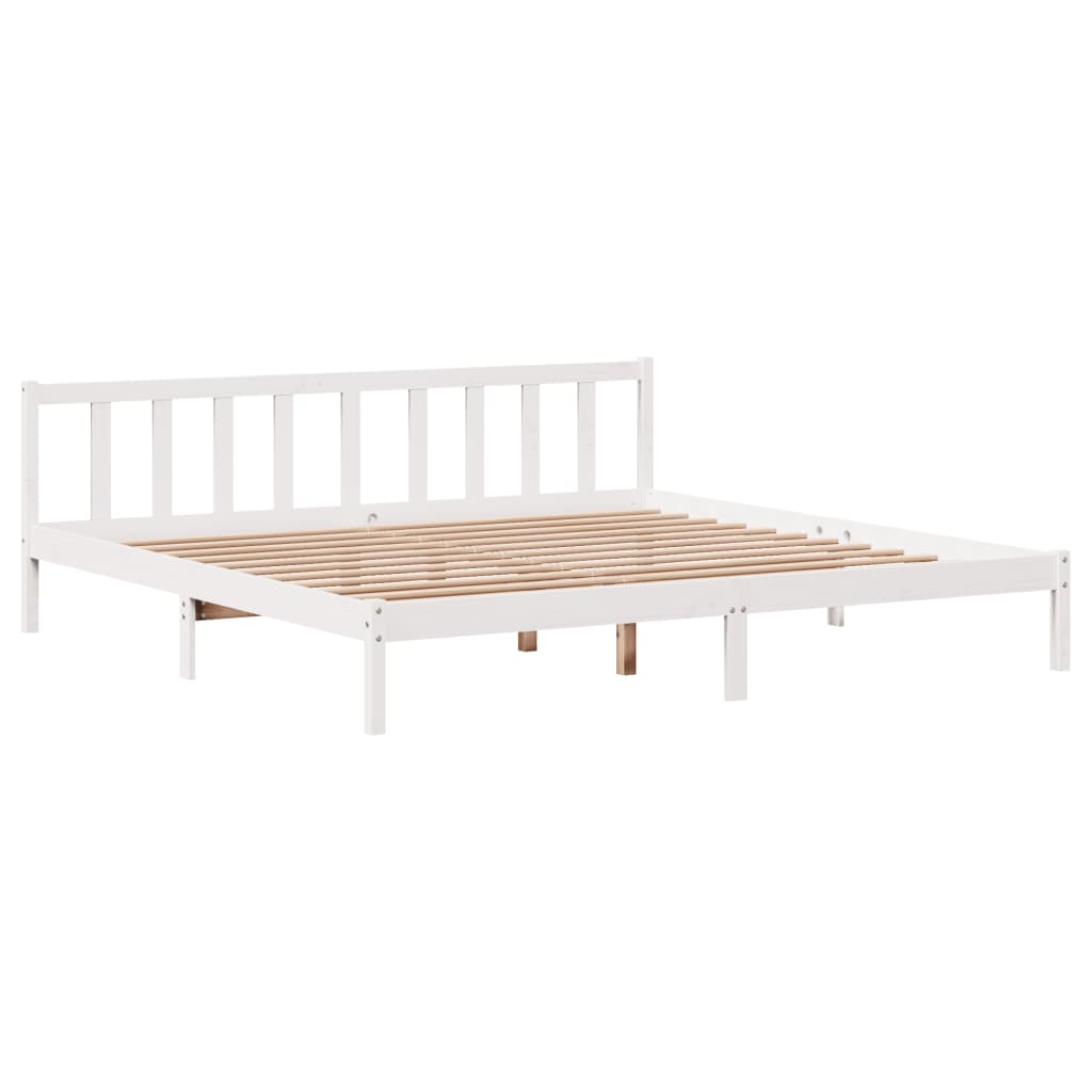 Cadre de lit sans matelas blanc 200x200 cm bois massif de pin