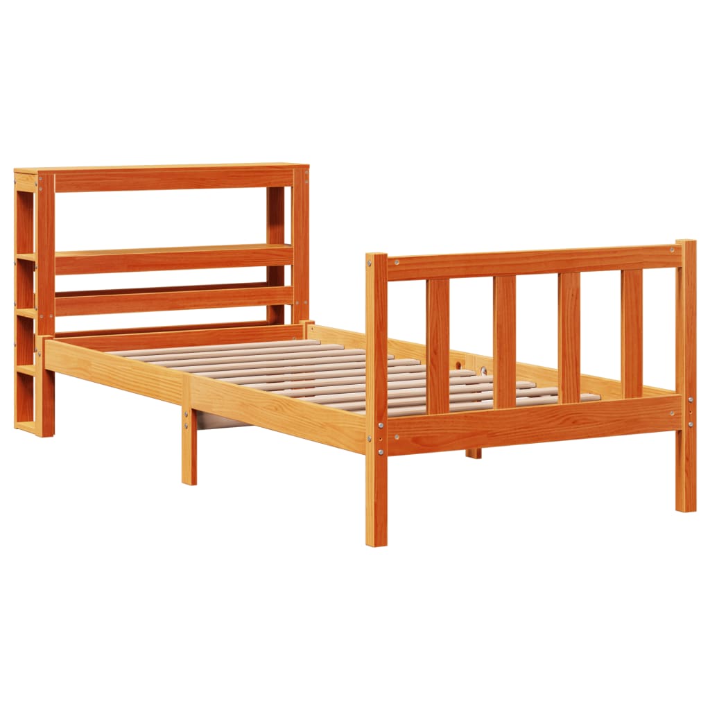 Cadre de lit avec tête de lit sans matelas cire marron 75x190cm