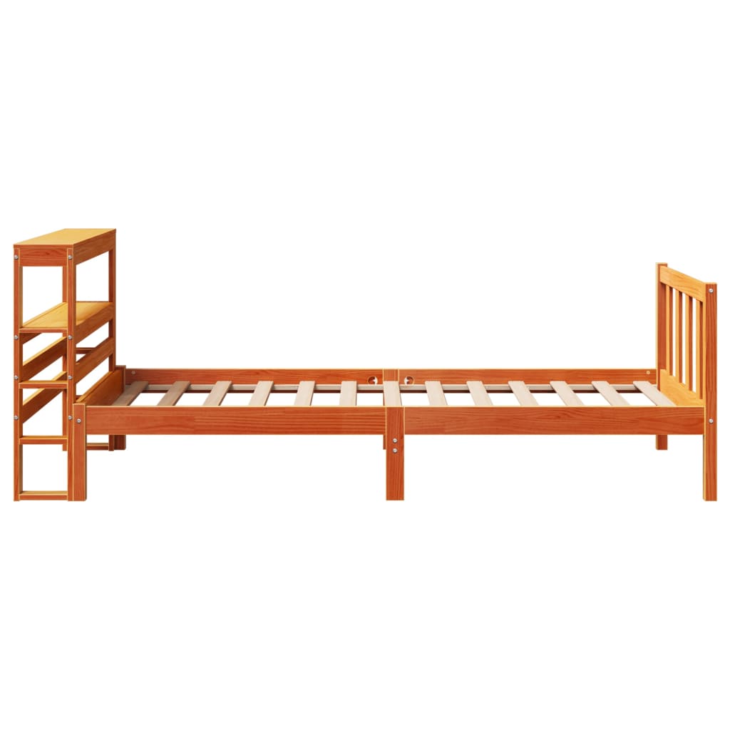 Cadre de lit avec tête de lit sans matelas cire marron 75x190cm