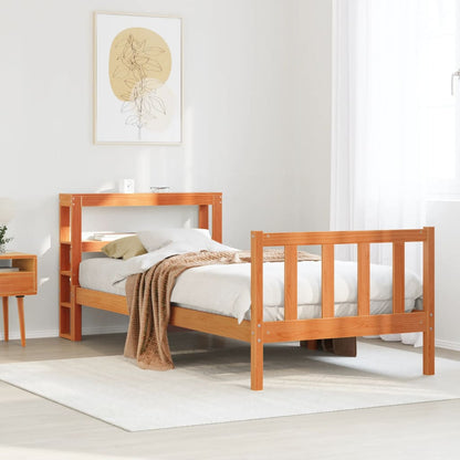 Cadre de lit avec tête de lit sans matelas cire marron 75x190cm