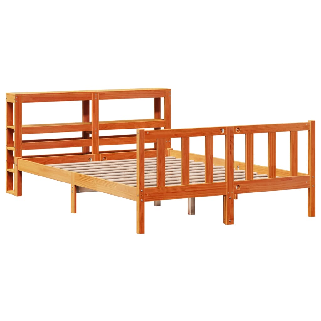 Cadre de lit et tête de lit sans matelas cire marron 120x190 cm