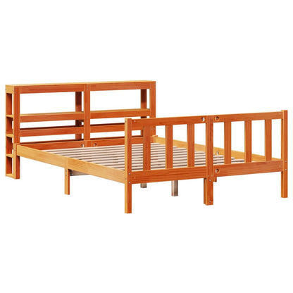 Cadre de lit et tête de lit sans matelas cire marron 120x190 cm