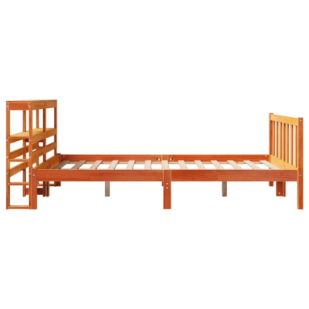 Cadre de lit et tête de lit sans matelas cire marron 120x190 cm