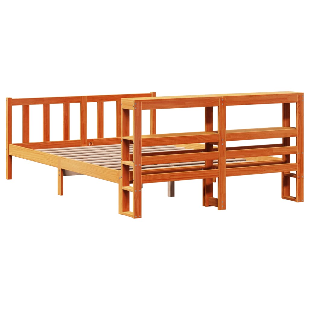 Cadre de lit et tête de lit sans matelas cire marron 120x190 cm