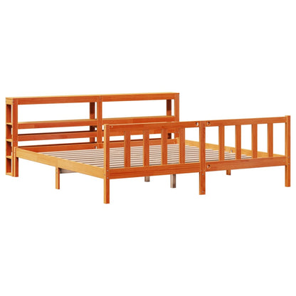 Cadre de lit et tête de lit sans matelas cire marron 200x200 cm