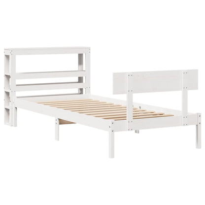 Cadre de lit sans matelas blanc 75x190 cm bois de pin massif