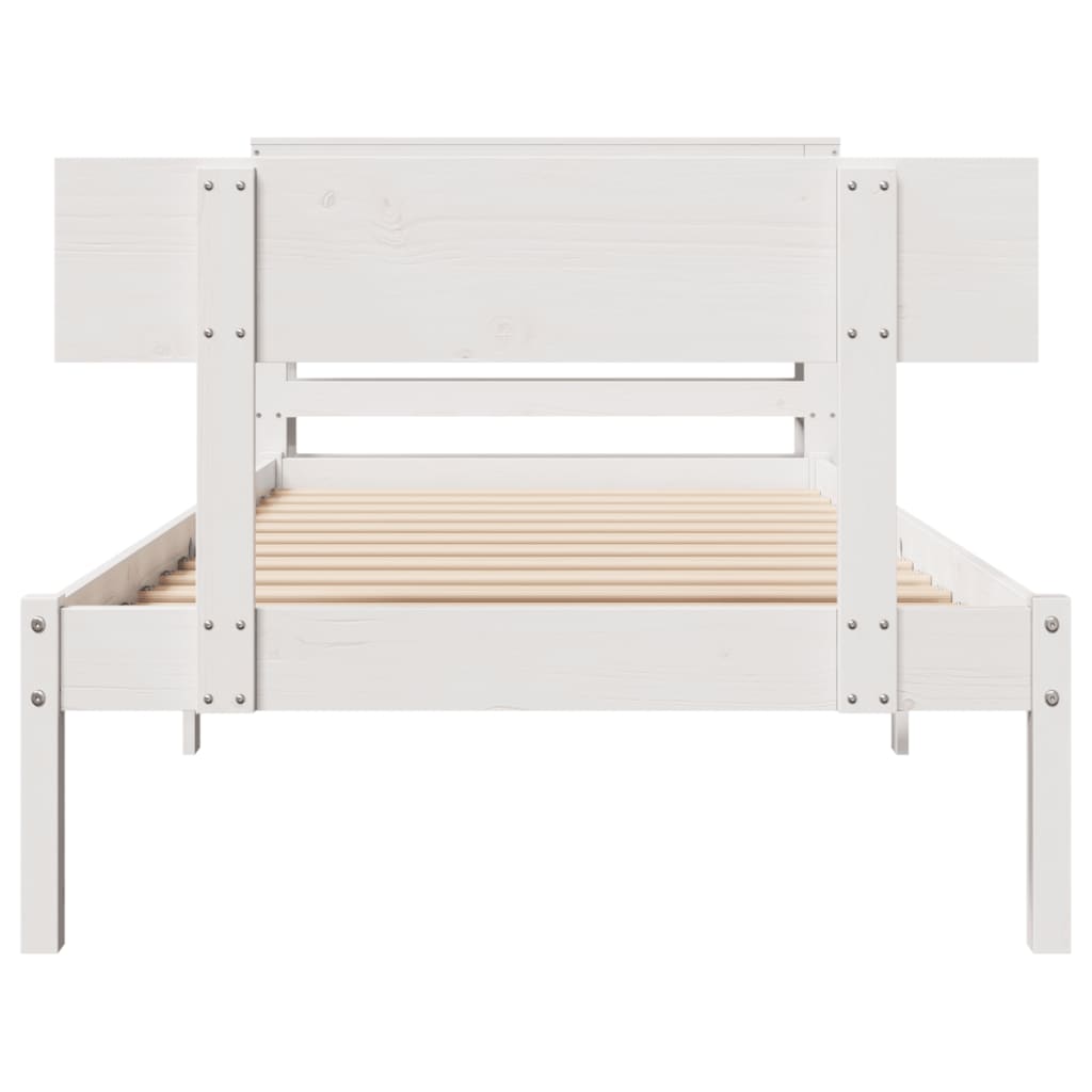 Cadre de lit sans matelas blanc 75x190 cm bois de pin massif