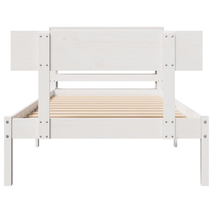 Cadre de lit sans matelas blanc 75x190 cm bois de pin massif