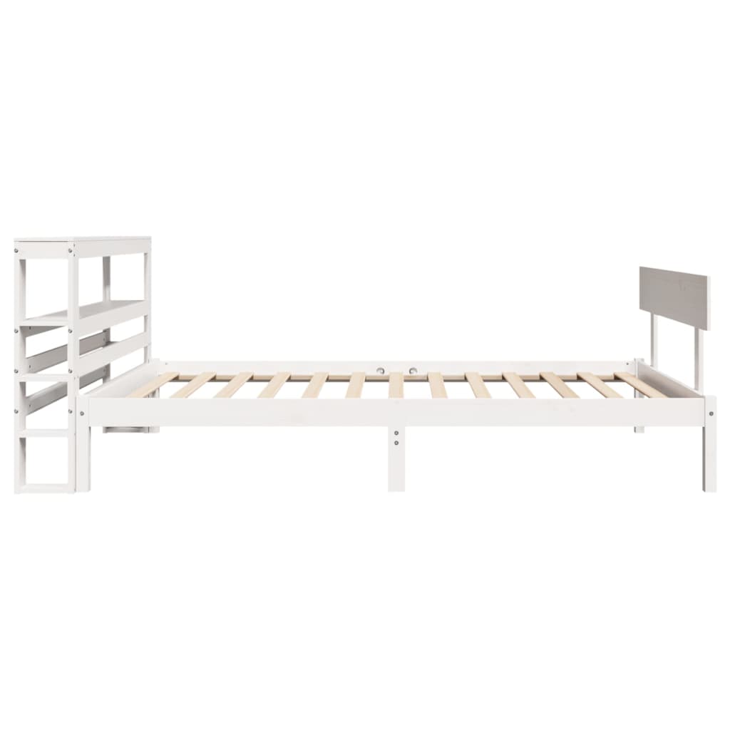 Cadre de lit sans matelas blanc 75x190 cm bois de pin massif