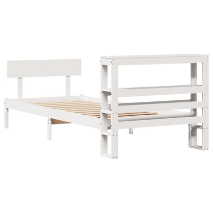 Cadre de lit sans matelas blanc 75x190 cm bois de pin massif