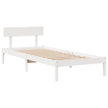 Cadre de lit sans matelas blanc 75x190 cm bois de pin massif