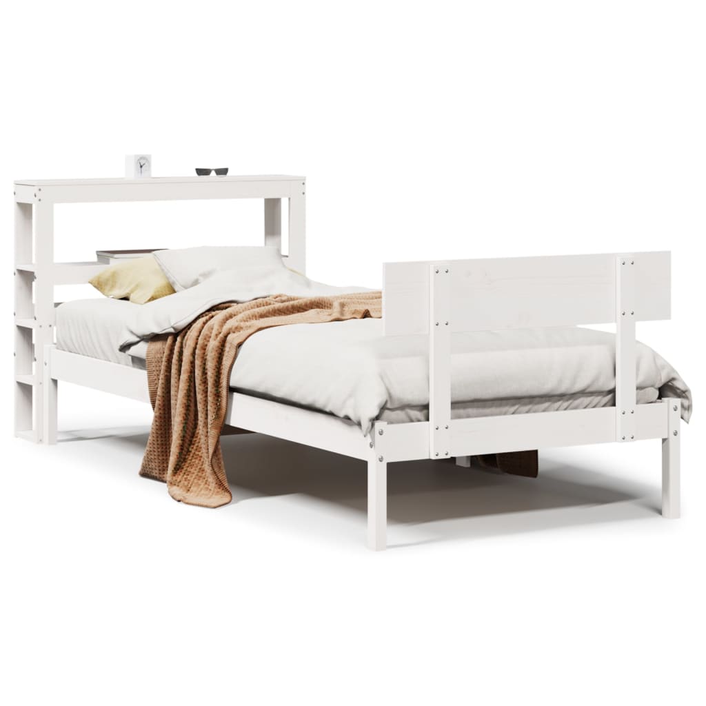 Cadre de lit sans matelas blanc 90x190 cm bois de pin massif