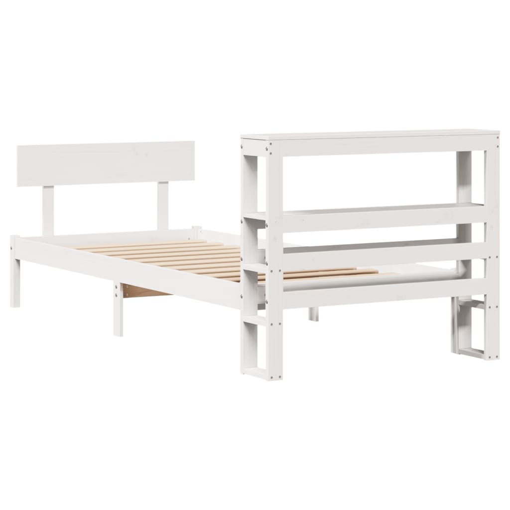 Cadre de lit sans matelas blanc 90x190 cm bois de pin massif