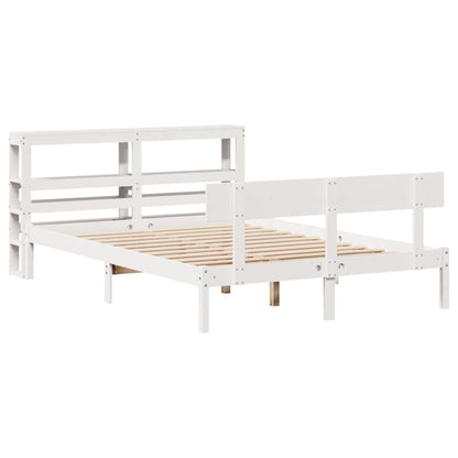 Cadre de lit sans matelas blanc 135x190 cm bois de pin massif