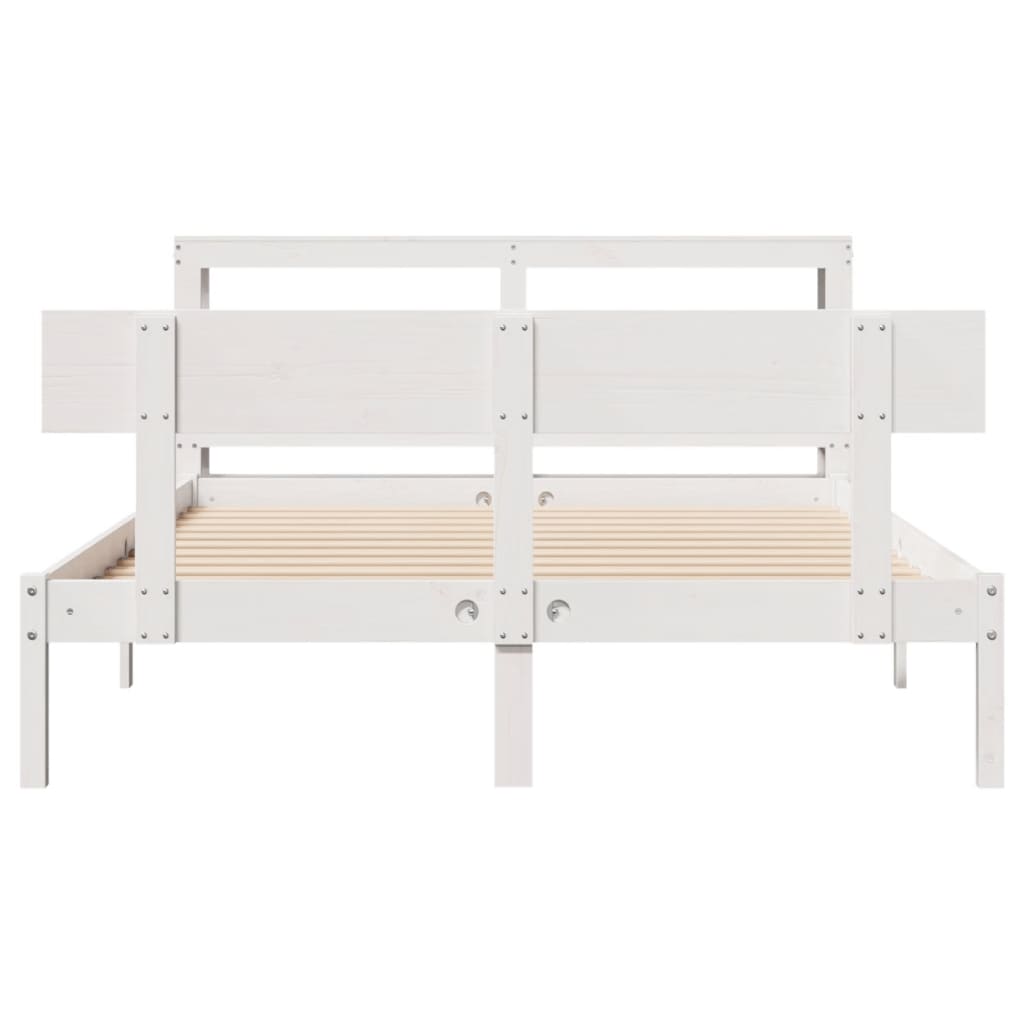 Cadre de lit sans matelas blanc 135x190 cm bois de pin massif