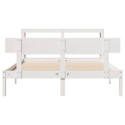 Cadre de lit sans matelas blanc 135x190 cm bois de pin massif