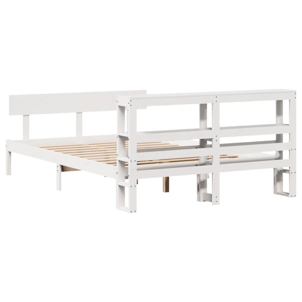 Cadre de lit sans matelas blanc 135x190 cm bois de pin massif