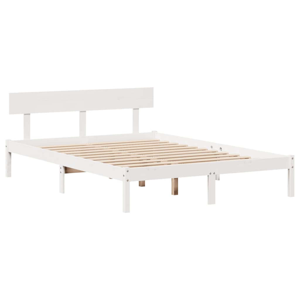 Cadre de lit sans matelas blanc 135x190 cm bois de pin massif