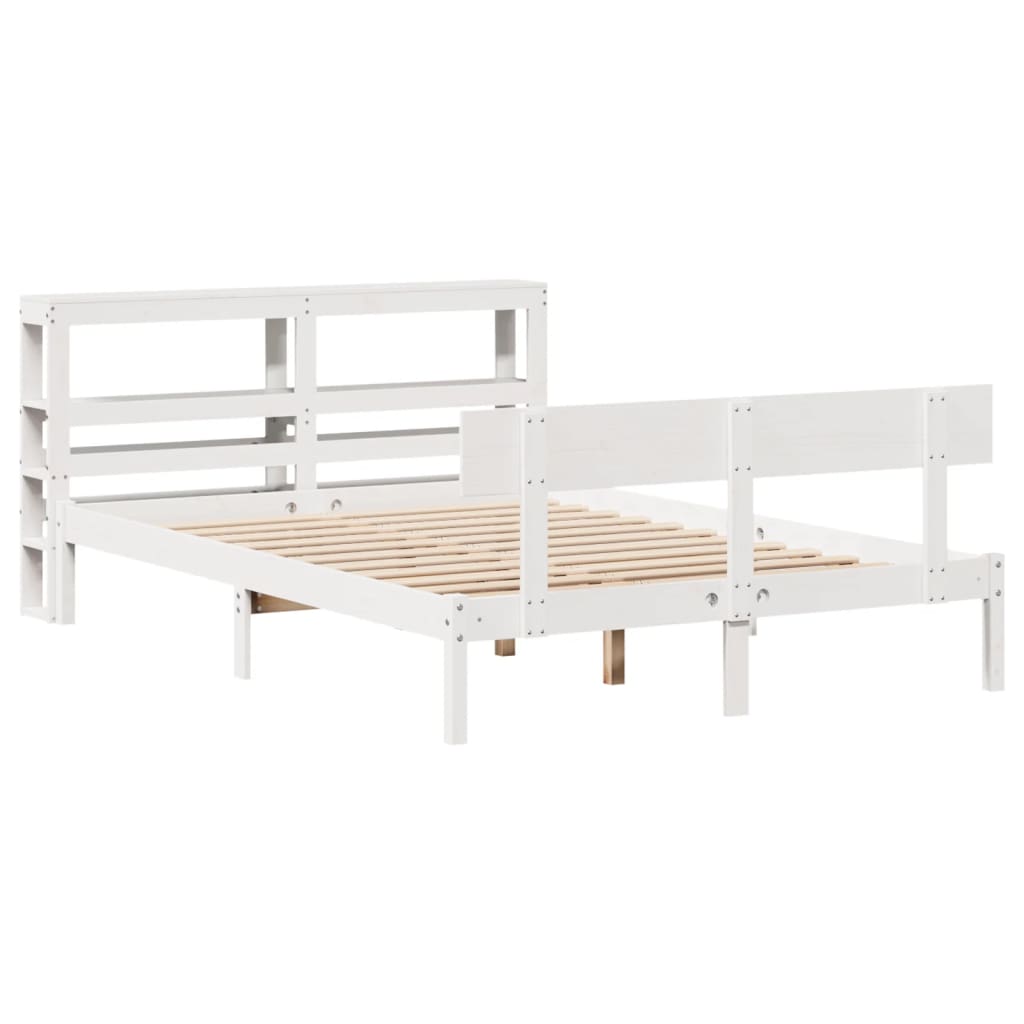 Cadre de lit sans matelas blanc 140x190 cm bois de pin massif