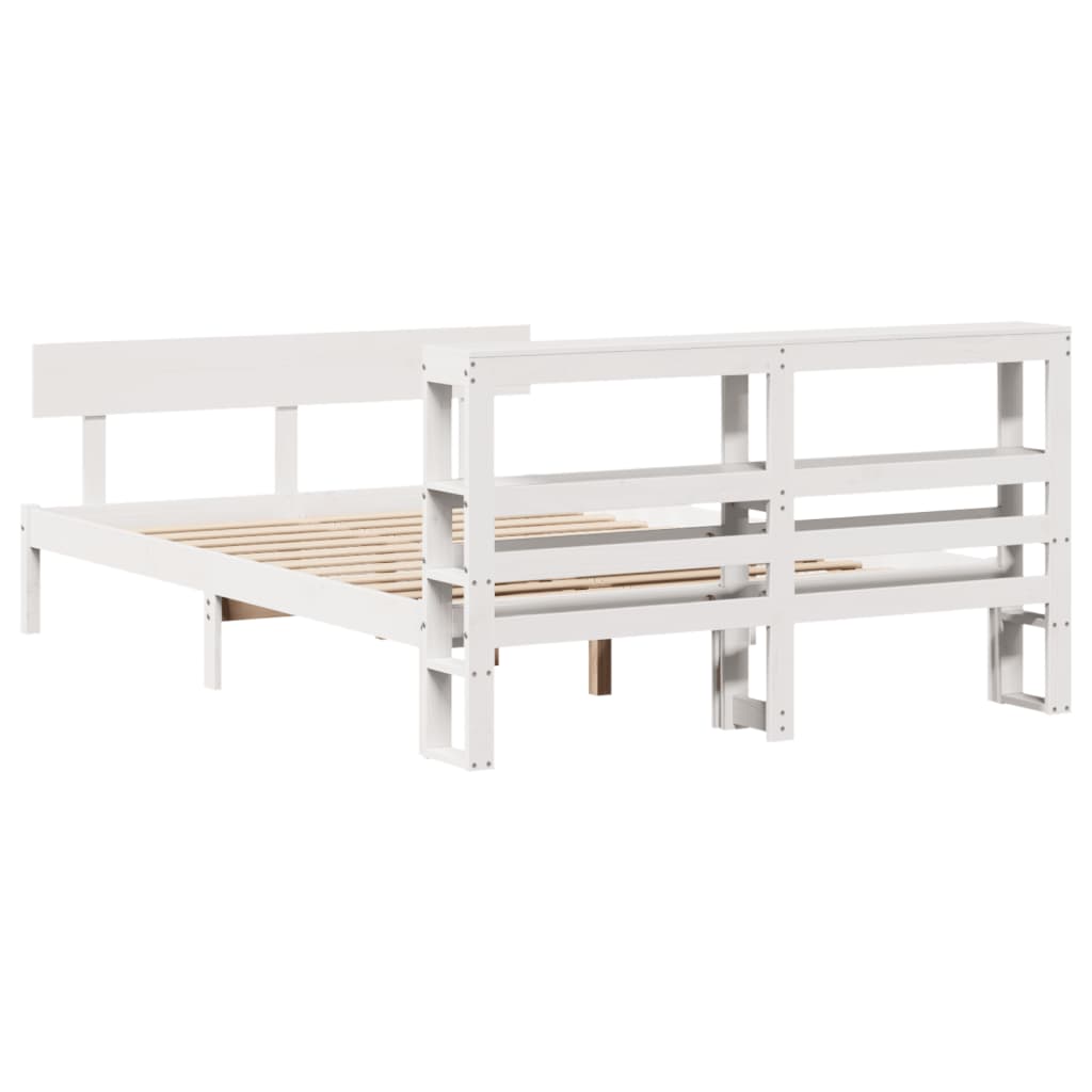 Cadre de lit sans matelas blanc 140x190 cm bois de pin massif