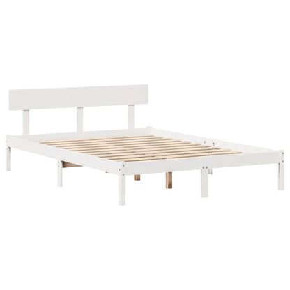 Cadre de lit sans matelas blanc 140x190 cm bois de pin massif