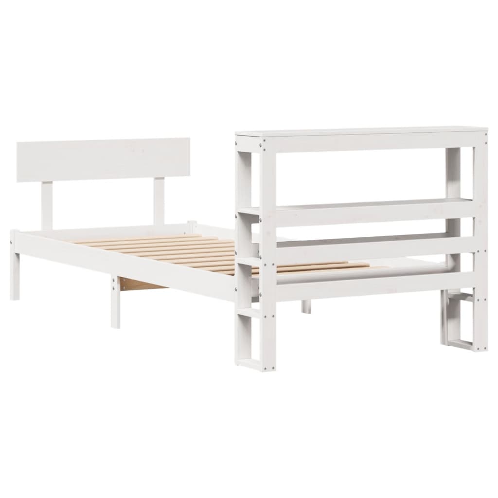 Cadre de lit sans matelas blanc 100x200 cm bois de pin massif