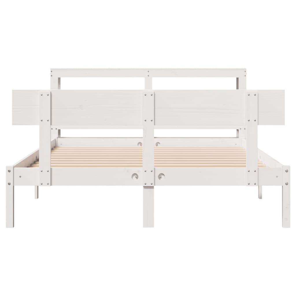 Cadre de lit sans matelas blanc 140x200 cm bois de pin massif