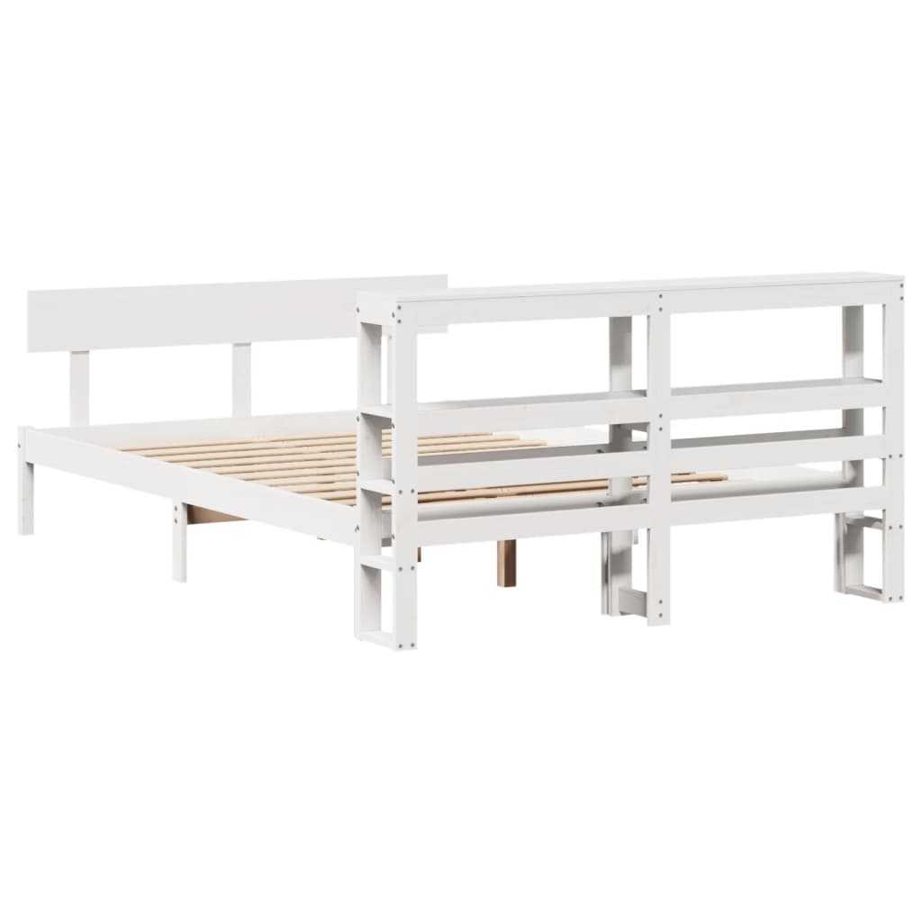 Cadre de lit sans matelas blanc 140x200 cm bois de pin massif