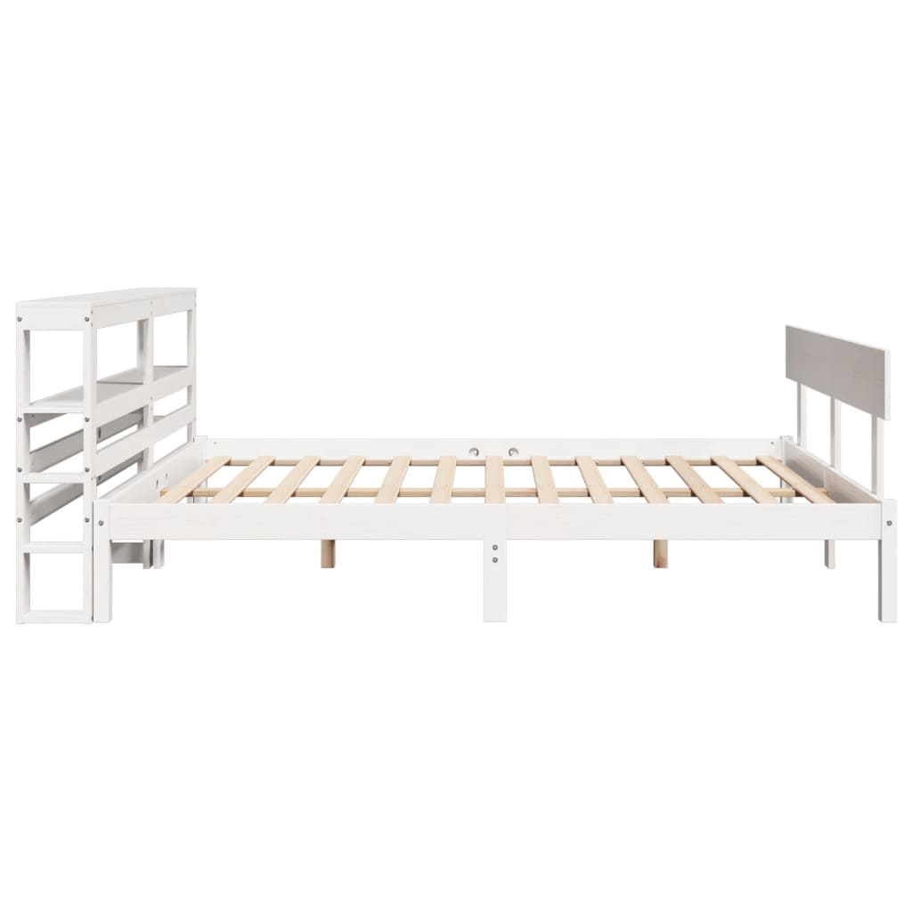 Cadre de lit sans matelas blanc 160x200 cm bois de pin massif