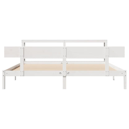 Cadre de lit sans matelas blanc 200x200 cm bois massif de pin