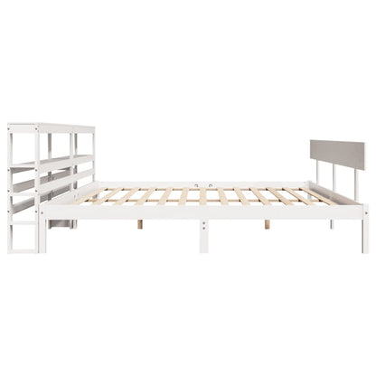 Cadre de lit sans matelas blanc 200x200 cm bois massif de pin