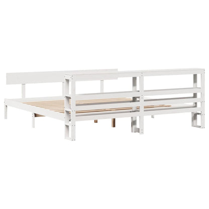 Cadre de lit sans matelas blanc 200x200 cm bois massif de pin