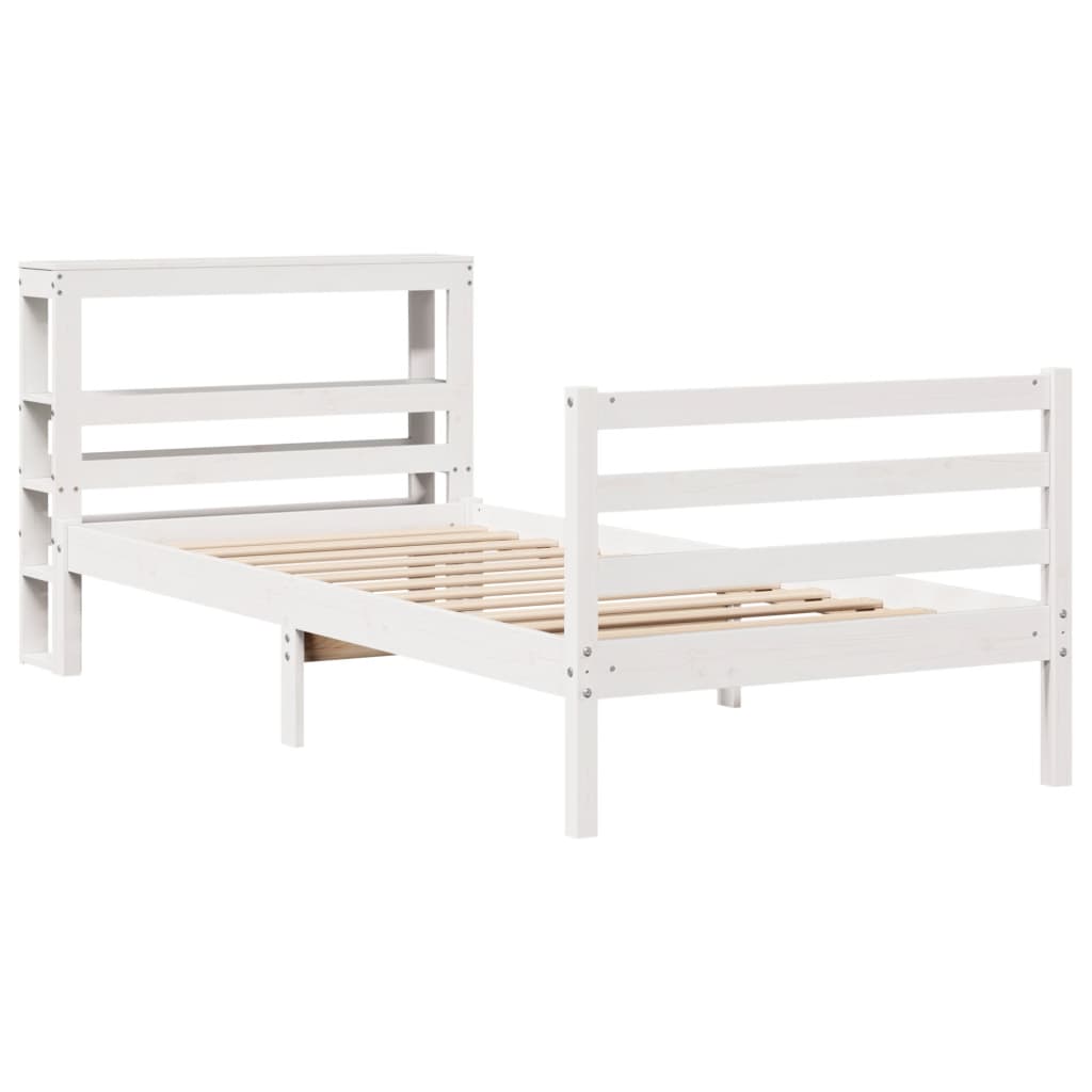 Cadre de lit sans matelas blanc 90x190 cm bois de pin massif