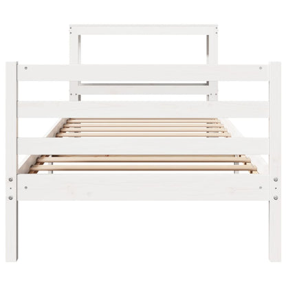 Cadre de lit sans matelas blanc 90x190 cm bois de pin massif