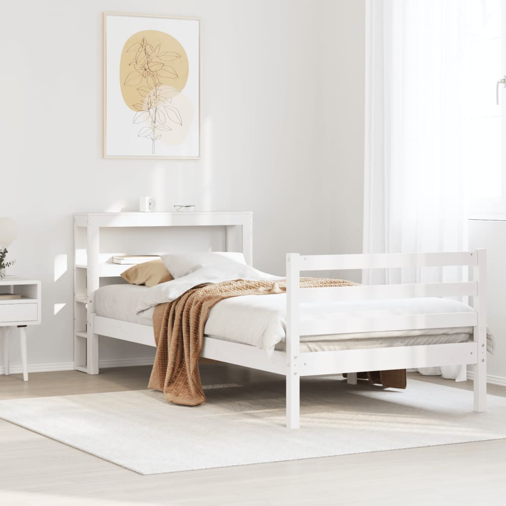 Cadre de lit sans matelas blanc 90x190 cm bois de pin massif