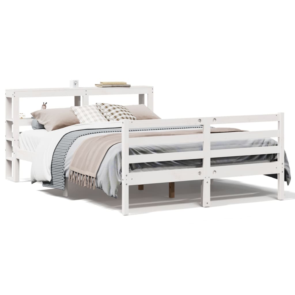 Cadre de lit sans matelas blanc 135x190 cm bois de pin massif