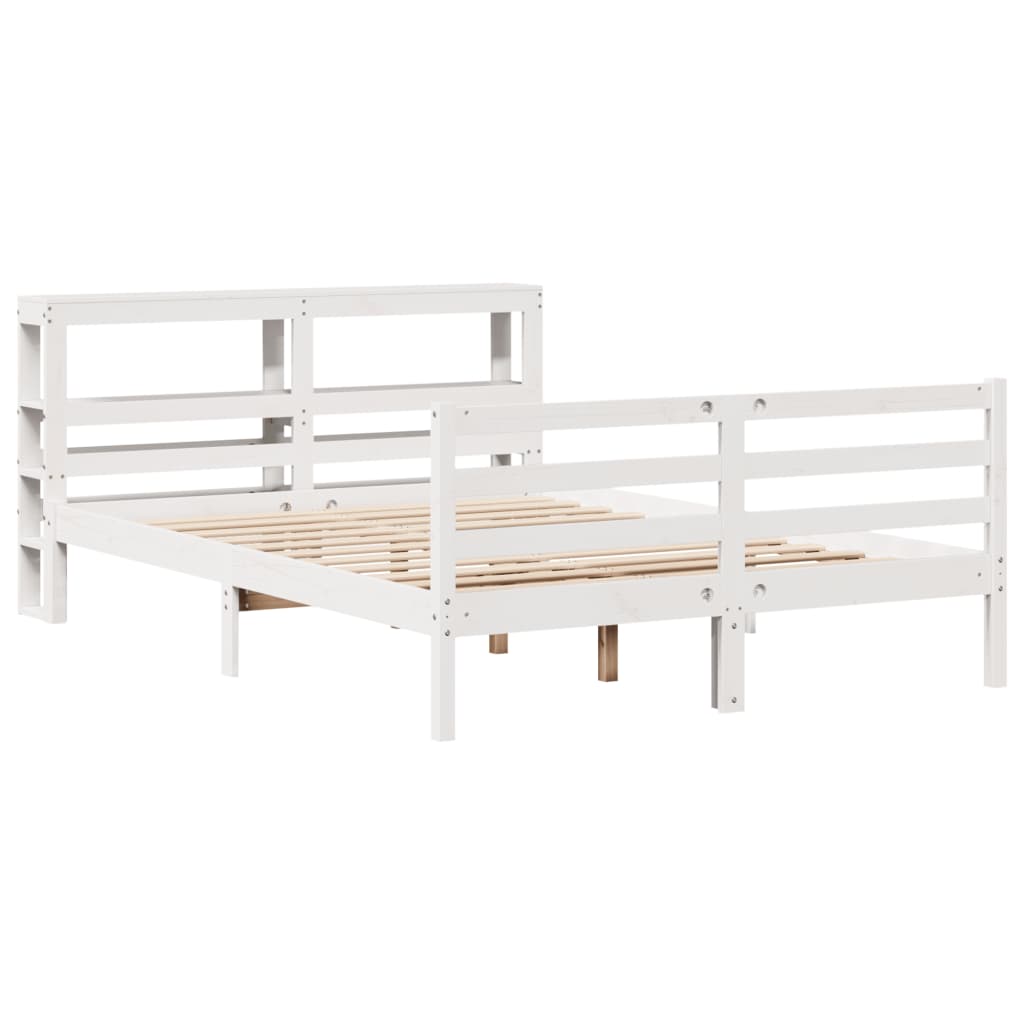 Cadre de lit sans matelas blanc 135x190 cm bois de pin massif