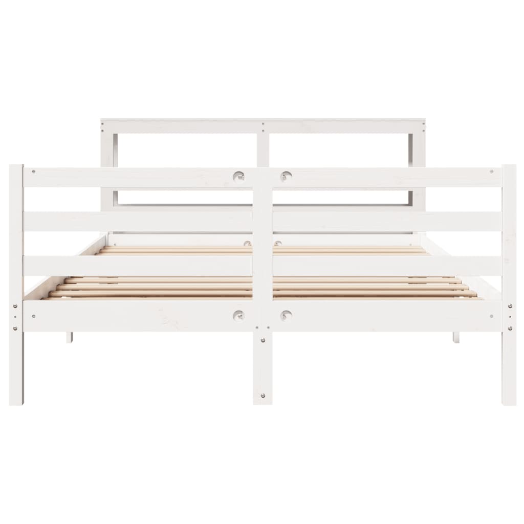 Cadre de lit sans matelas blanc 135x190 cm bois de pin massif