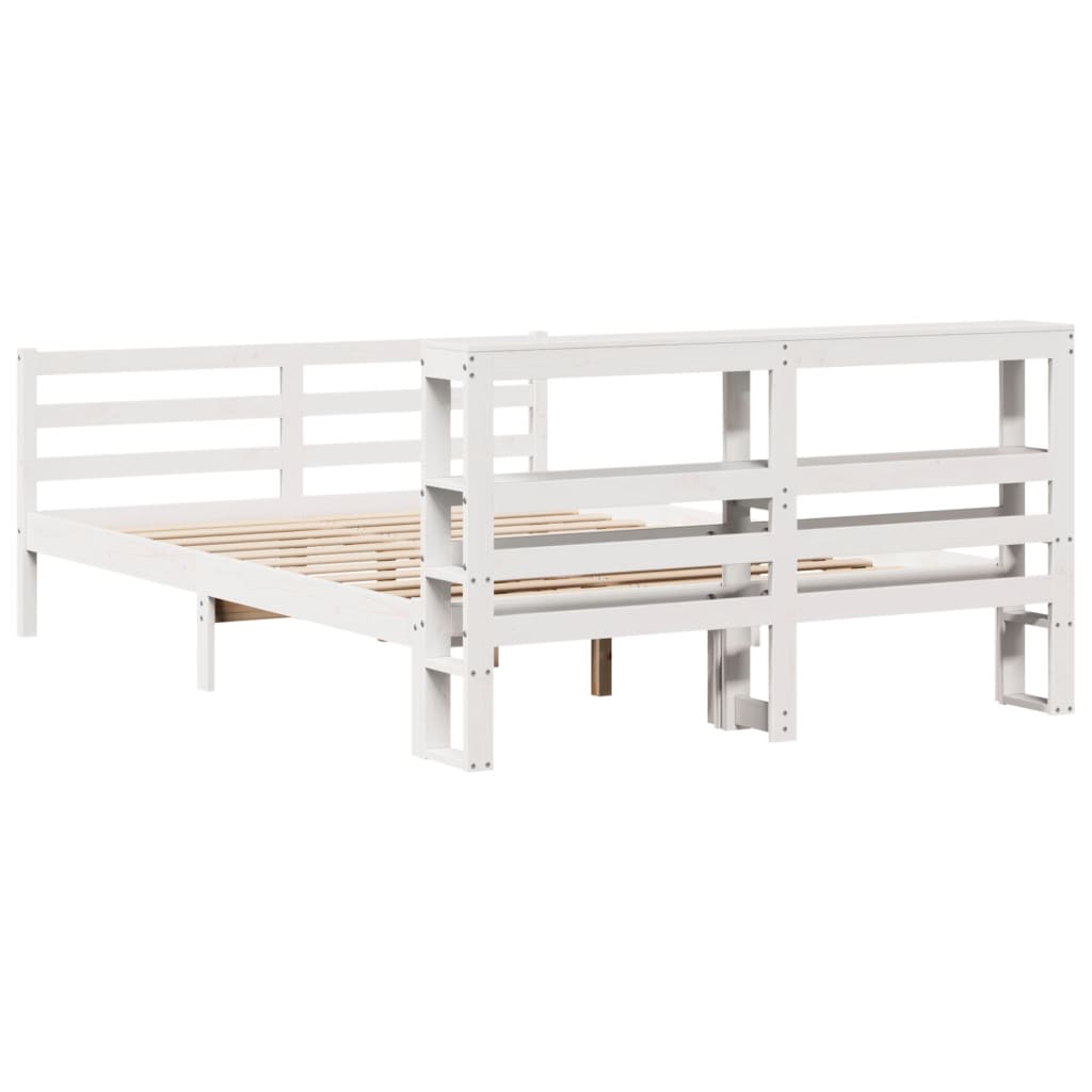 Cadre de lit sans matelas blanc 135x190 cm bois de pin massif