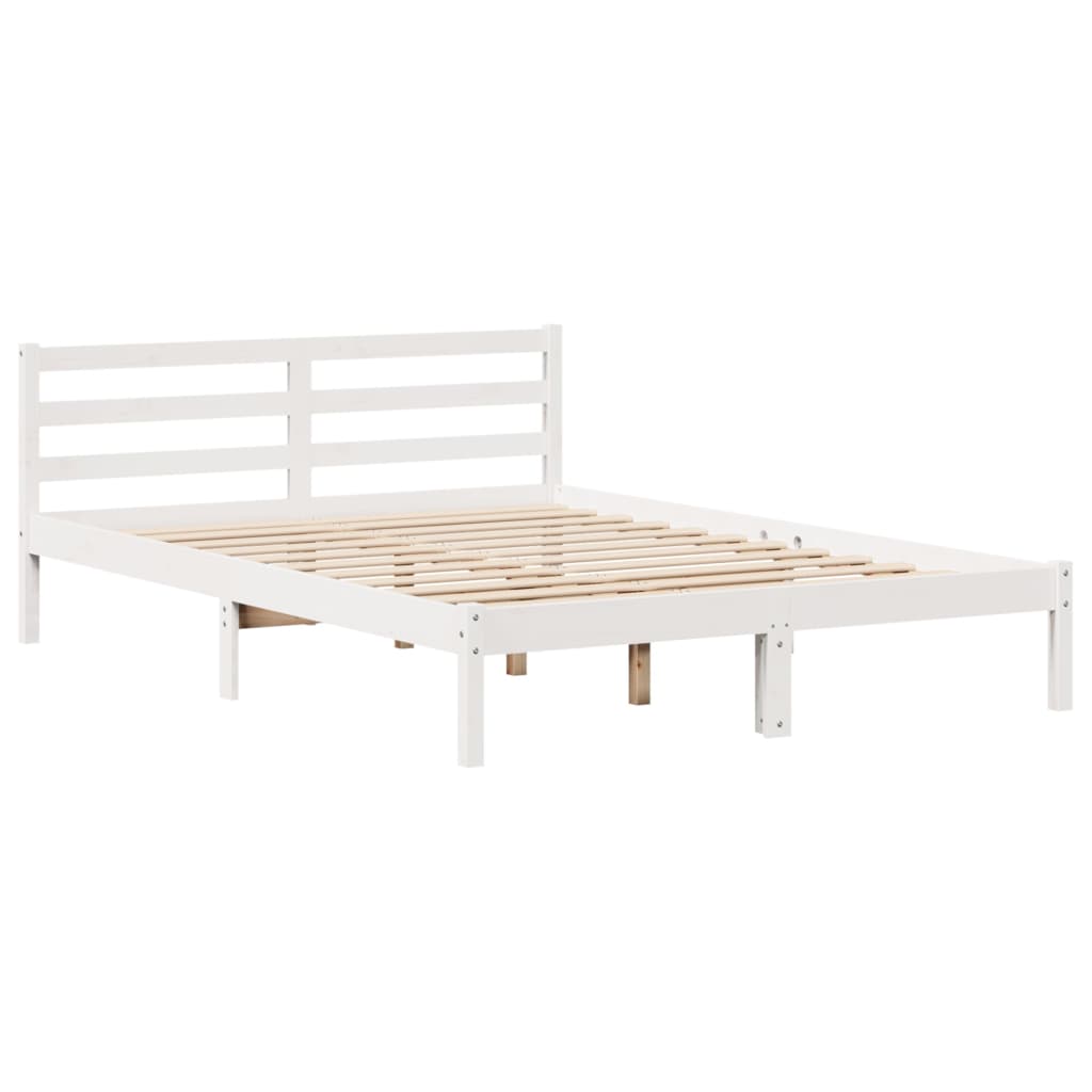 Cadre de lit sans matelas blanc 135x190 cm bois de pin massif