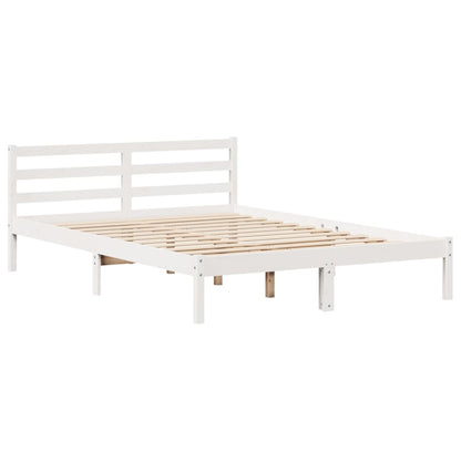 Cadre de lit sans matelas blanc 135x190 cm bois de pin massif